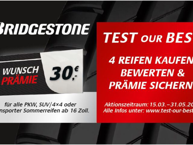 Große Bridgestone Kundenaktion TEST OUR BEST