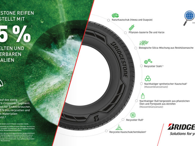 Bridgestone entwickelt Reifen aus 75 Prozent recycelten und erneuerbaren Materialien